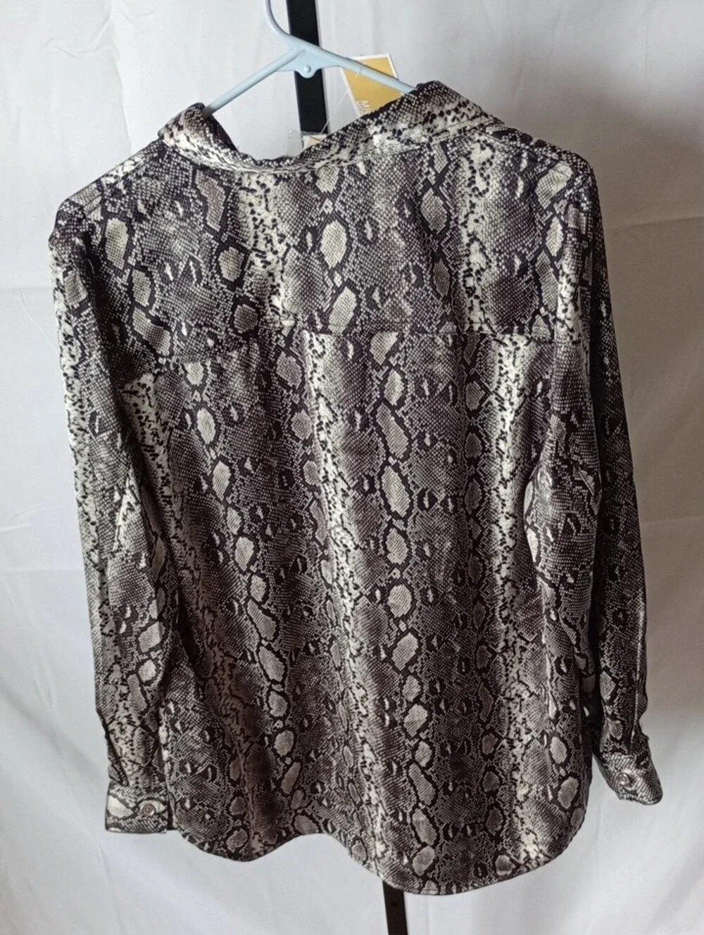 Michael Kors Black & Cream Snake-Print Button Front Blouse
